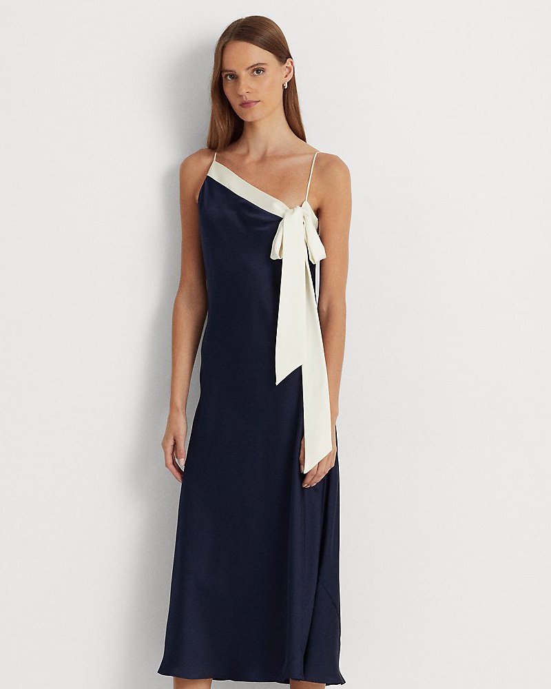 Ralph Lauren Damen Zweifarbiges Cocktailkleid aus Charmeuse VO8546 Ralph Lauren Damen Zweifarbiges Cocktailkleid aus Charmeuse VO8546