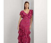 Georgette-Abendkleid mit Rüschenbesatz