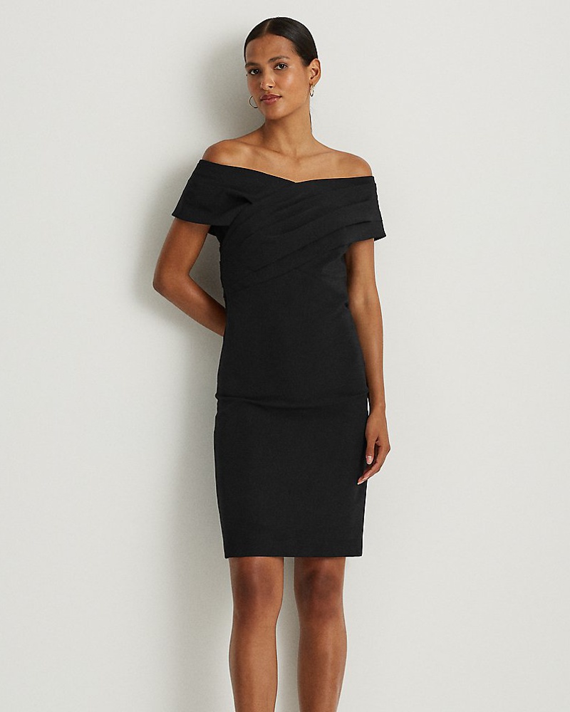 Ralph Lauren Damen Schulterfreies Cocktailkleid aus Crêpe