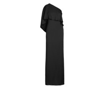 Einschultriges Satin-Abendkleid mit Cape