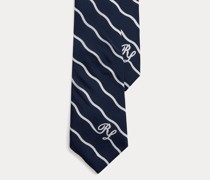 Gestreifte Seidencrêpe-Krawatte mit Logo