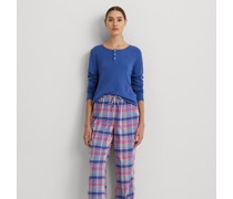 Karierter Henley-Pyjama mit Baumwolle