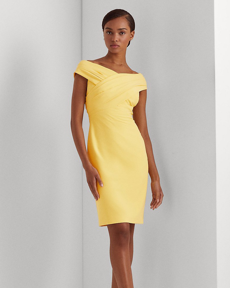 Ralph Lauren Damen Schulterfreies Cocktailkleid aus Crêpe