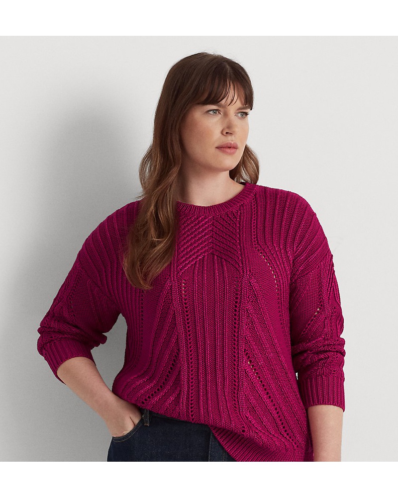 Ralph Lauren Damen Plus Größen Strickpullover mit Lochmuster