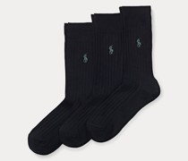 3er-Pack gerippte Crew-Socken