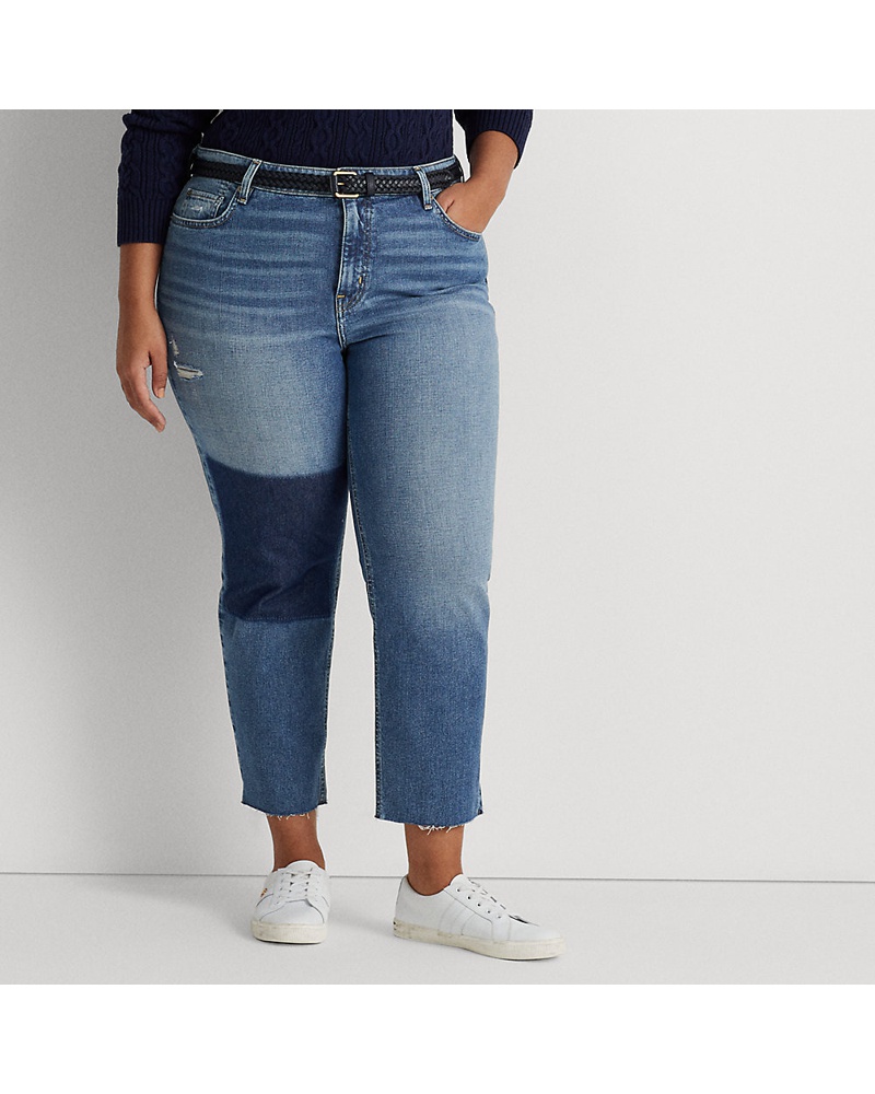Ralph Lauren Damen Plus Größen High-Rise Straight-Jeans in 3/4-Länge
