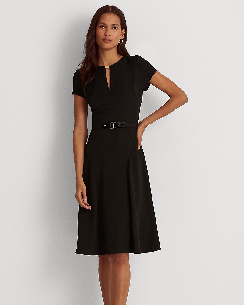 Ralph Lauren Damen Georgettekleid mit Gürtel