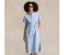 Kurzärmliges Oxford-Hemdkleid mit Gürtel