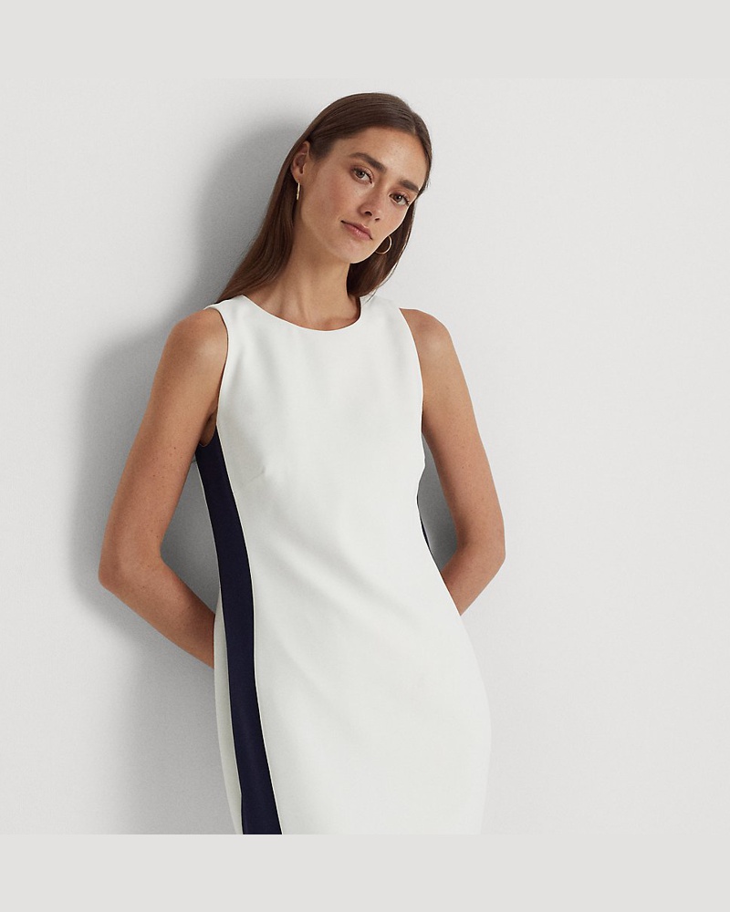 Ralph Lauren Damen Zweifarbiges Etuikleid aus Crêpe