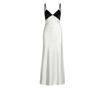 Ärmelloses Kleid aus Kontrast-Satin