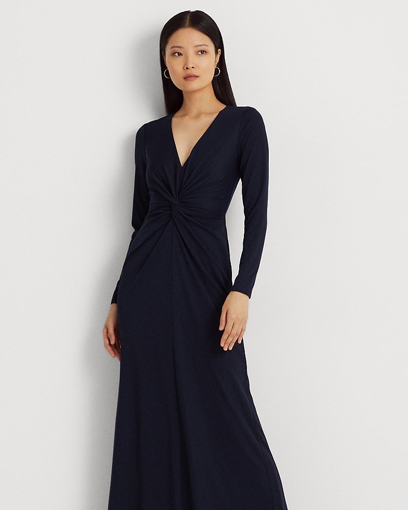 Ralph Lauren Damen Stretchjerseykleid mit Twist-Effekt