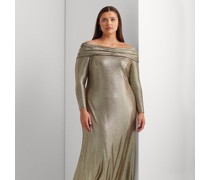 Plus Größen - Schulterfreies Metallic-Abendkleid