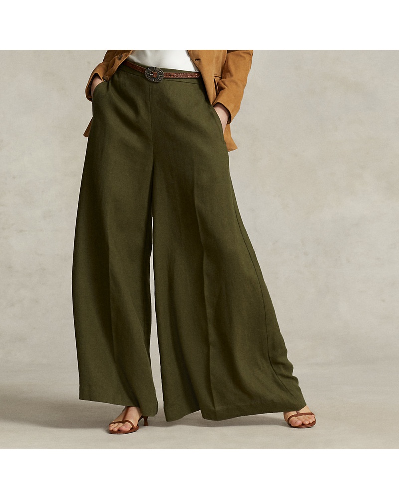 Ralph Lauren Damen Leinenhose mit ultraweitem Bein