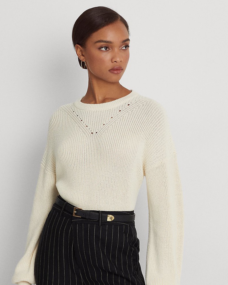 Ralph Lauren Damen Baumwoll-Rundhalspullover mit Puffärmeln Ralph Lauren Damen Baumwoll-Rundhalspullover mit Puffärmeln