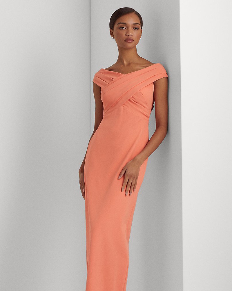 Ralph Lauren Damen Schulterfreies Crêpe-Abendkleid