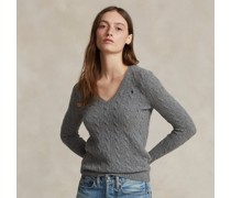 Pullover mit V-Ausschnitt und Zopfmuster