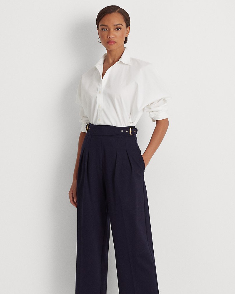 Ralph Lauren Damen Bundfaltenhose in 3/4-Länge mit Gürtel