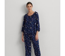 Geblümter Atlas-Pyjama mit Baumwolle