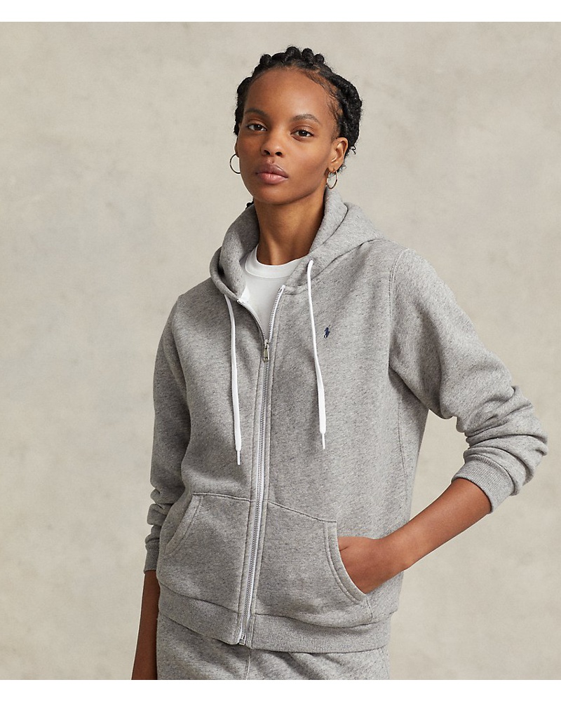 Ralph Lauren Damen Fleece-Kapuzenjacke mit Reißverschluss