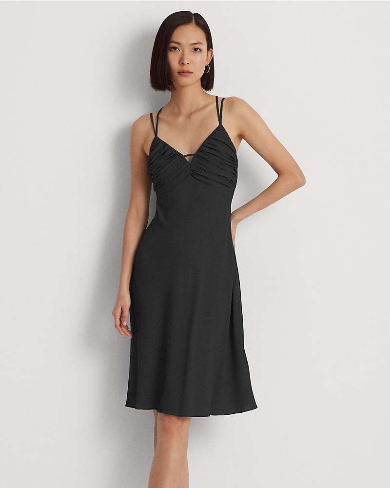 Ralph Lauren Damen Georgettekleid mit Doppelträgern