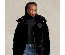 Gesteppte Samt-Daunenjacke