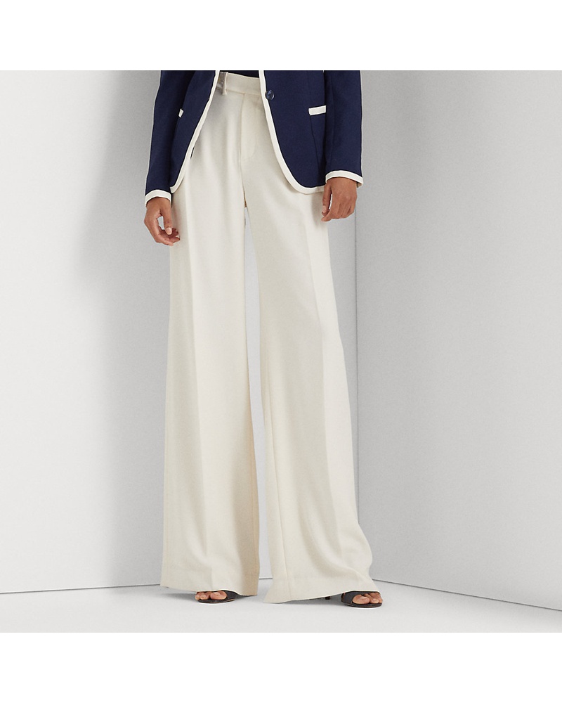 Ralph Lauren Damen Kurzgrößen Georgettehose mit Falten und weitem Bein