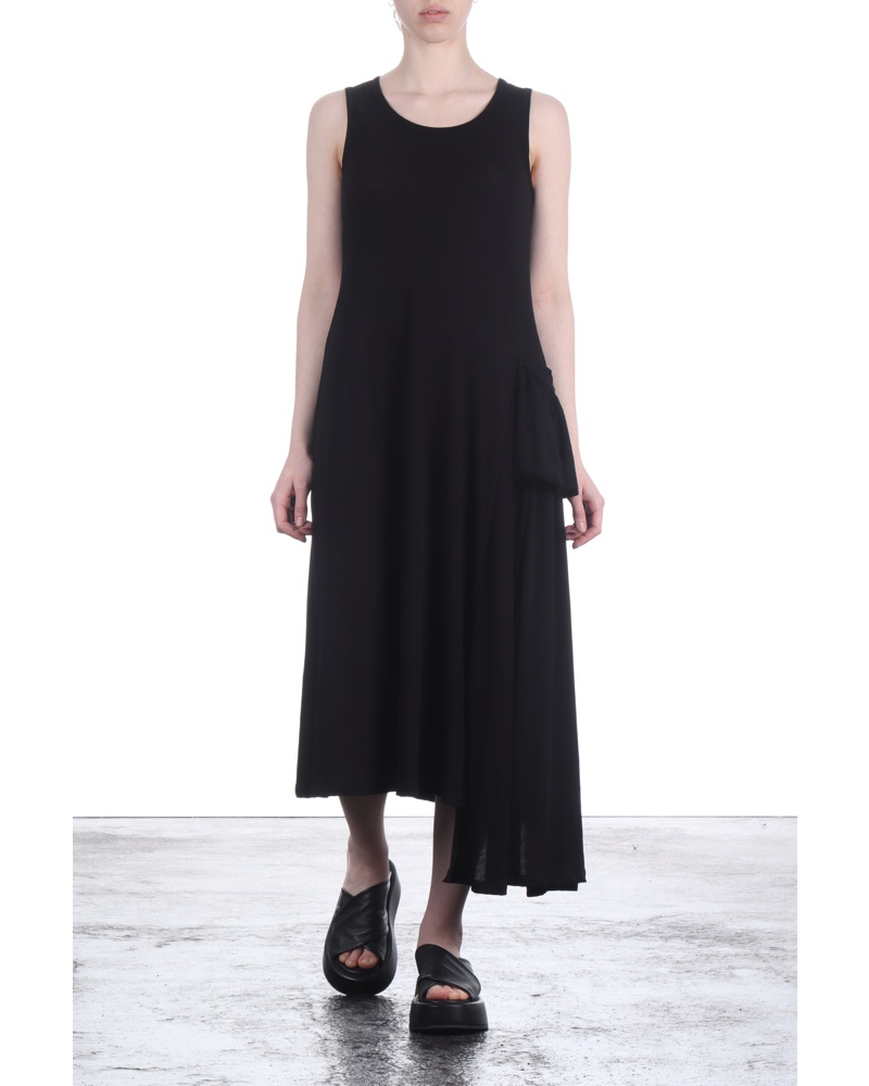 Yohji Yamamoto Damen Asymmetrisches Jersey Kleid schwarz