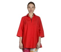 Bluse in A-Linie mit Hemdkragen rot