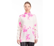 Kaschmir Rollkragenpullover Madara Shibori pink wollweiß