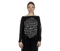 Asymmetrischer Pullover mit Muster schwarz weiß