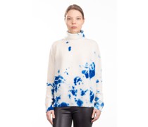 Kaschmir Rollkragenpullover Madara Shibori blau wollweiß