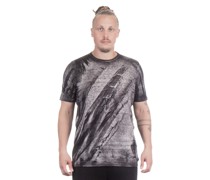 Leinen T-Shirt Kurzarm HUSKY Print Grau-Schwarz