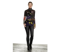 Rollkragen Langarmshirt mit Blumen-Print mehrfarbig
