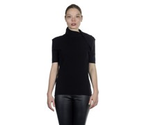 asymmetrischer Stehkragen Pullover schwarz