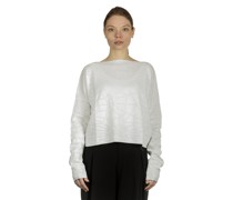 Cropped Pullover mit geometrischem Muster weiß