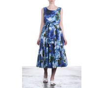 Träger-Kleid ASTER mit floralem Print weiß blau