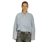 Geknöpftes Cropped-Hemd Gestreift blau weiß