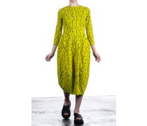 Stretch Kleid in Midi-Länge mit Print lime gelb