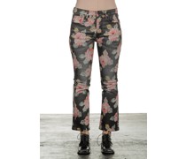 Ausgestellte Cropped-Jeans mit Blumen-Print mehrfarbig
