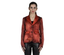 Blazer Seide mit Blumenstickerei rot