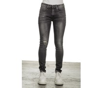 Distressed-Jeans mit hohem Bund schwarz