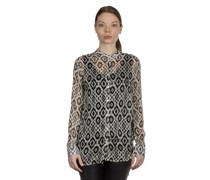 813 Ottotredici Transparente Bluse mit Print aus Seide mehrfarbig