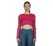 Pleats Please  Plissee Cropped-Top pink
