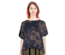 T-Shirt dunkelblau mit Shibori Print olive