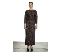 Gerafftes Maxikleid mit Print mehrfarbig