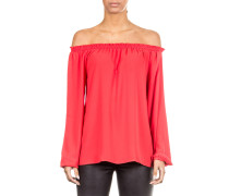 Bluse Carmenausschnitt rot