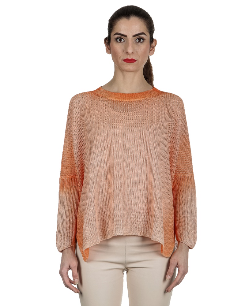 Avant Toi Damen Oversized Pullover aus Leinen orange