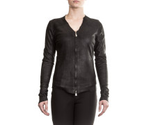 Lederjacke V-Neck schwarz