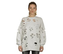 Sweatshirt im Distressed-Look off-white