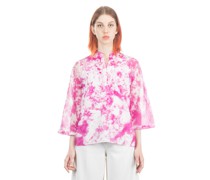 Avant Toi Bluse mit Batikmuster weiß-pink